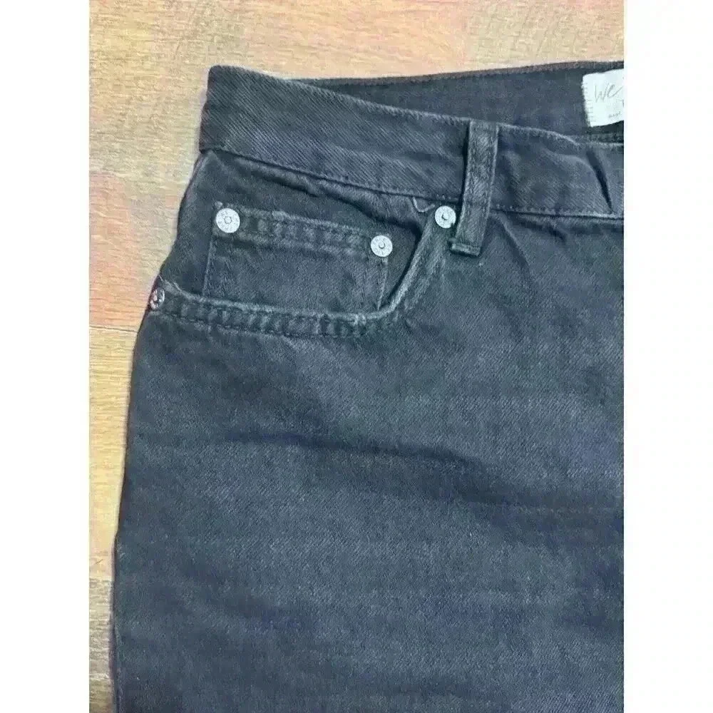 FREE‎ PEOPLE Maggie Mid Rise Straight -Leg Jeans In Washed Black SIZE 27